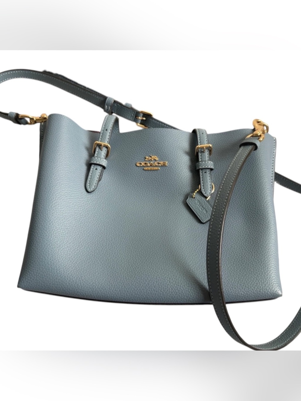 1172 Coach Dusty Blue Pebbled Leather Convertible Shoulder Bag 20874441172